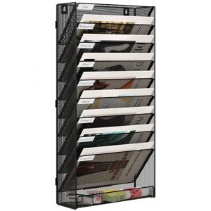 EasyPAG 10 Compartiments Assembler Métal Porte Document Mural A4 Porte Revue Suspendu Organisateur de Bureau à Suspendre Banette de Rangement Range Papier Corbeille a Courrier Murale,Noir (EasyPAG-EU, neuf)