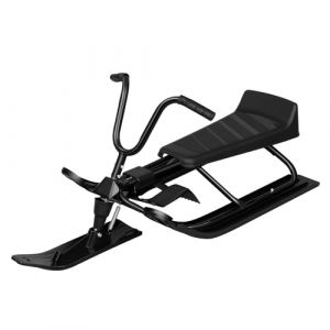 Laneetal Luge Enfant, Luge Bob, avec Volant et Frein, Amortisseur de Choc, Corde de Remorquage, Siège en PP, Guidon Antidérapant, Noir (cg_europa, neuf)