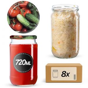 KADAX Lot de 8 bocaux de conservation de 720 ml avec couvercle à visser de 82 mm de diamètre pour la conservation, la conservation et la préparation des repas – Bocaux hermétiques Twist-Off (légumes (KADAX, neuf)