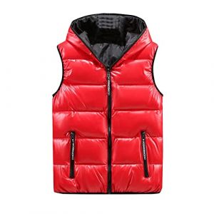 Doudoune sans Manches Femme Capuche Zipp&eacute; Veste Duveteuse Gilet sans Manche Femme Courtes Veste Matelass&eacute;e L&eacute;g&egrave;re Manteau Femme Hiver Chaude Chic Blouson (Anglekie, neuf)