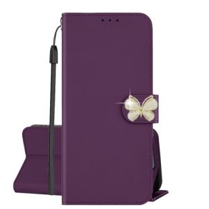 SEHEYA Coque pour Samsung Galaxy S9 Plus / S9+ Etui &agrave; Rabat Paillettes Diamant Papillon Portefeuille en Cuir PU Housse de Protection Magn&eacute;tique Porte-Cartes Folio Case, Violet Fonc&eacute; (SEEYA, neuf)