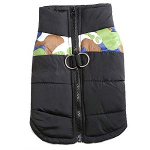 YAOTT Veste Imperm&eacute;able pour Chien, Manteau d'hiver Rembourr&eacute; Matelass&eacute; Doudoune pour Chien Pet, Gilet Chaud de D-Ring pour Petit Moyen Grand Chien Chat Camouflage Cyan XL (ZhangYi EU, neuf)
