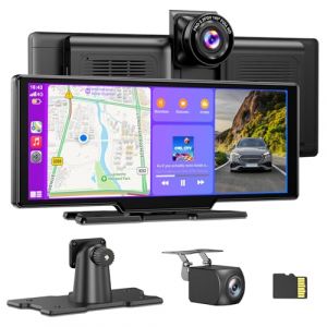 ESSGOO CarPlay Voiture, Supporte CarPlay sans Fil et Android Auto, &Eacute;cran Tactile IPS 10,26 Pouces, Cam&eacute;ra Avant 4K et Cam&eacute;ra de Recul 1080P, Bluetooth 5.3, GPS, FM, AUX, Mirror Link, Carte TF 64G (WEINAXI, neuf)