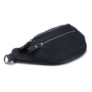 DONBOLSO Sac Banane Cuir Seattle | Sac à Ceinture en Cuir Fait à la Main avec Look Vintage | Grand Sac Banane Homme Cuir | Vintage Noir (DONBOLSO, neuf)