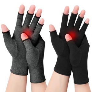 Kiiwah 2 Paires Gants Arthrose, Gants de Compression pour Femmes et Hommes, Gants sans Doigts Anti Arthrite Soulage les Douleurs Polyarthrite Rhumato&iuml;de, le Canal Carpien, Favorise la Gu&eacute;rison (Kurlin, neuf)