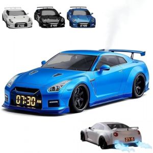 R&eacute;veil de voiture &ndash; Affichage de l'heure LED avec simulation de la lumi&egrave;re du moteur et lueur d'&eacute;chappement r&eacute;aliste, horloge moderne pour table de chevet de voiture de sport pour chambre &agrave; coucher (Yuchang Store, neuf)