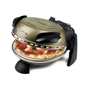 G3 Ferrari G10006 Pizza Express Delizia, Four à Pizza, 1200 W, Thermostat Réglable jusqu’à 400°C, Cuit une Pizza Savoureuse en 5 min, Double Résistance, Livre de recettes et Spatules inclus, Or Ancien (Clamadie, neuf)