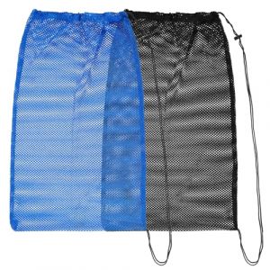 Divina Vitae 2 Pièce Sac Filet Plage Sac Jouets Sable Sac en Maille Sac en Filet Sac Balle en Filet Sac Gym avec Cordon Serrage Ajustable pour Natation Voyage Gym(Noir+Bleu) (Roubeauty, neuf)