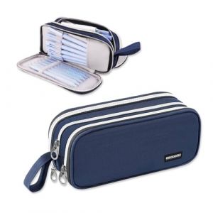 COLOCASTLE Trousse Scolaire, Trousse &agrave; Crayons de Grande Capacit&eacute;, Sac &agrave; Crayons &eacute;cole avec 3 Compartiments, Trousse Scolaire pour Filles Gar&ccedil;ons &eacute;tudiants Adultes, Bleu Fonc&eacute; (COLOCASTLE EU, neuf)