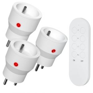 SURNICE Prise Telecommande sans Fil, Prises Télécommandées Programmable 2300W, 80M de Distance de Contrôle dans la Zone Ouverte, Puissance dissipée faible, Fonction All ON All OFF (Sure Nice Direct, neuf)
