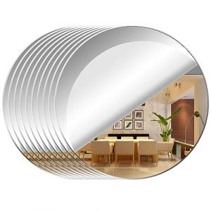 10 Pi&egrave;ces Miroir Mural Autocollant pour Salon decoratif Acrylique, Miroir Rond Plaque Autocollant Miroir, Miroirs Collant Muraux Flexible Miroire Deco pour Salle de Bain, Salon, Chambre (Rond 15cm) (TsLinc, neuf)