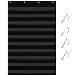 Tableau de poche pour emploi du temps quotidien, emploi du temps de classe avec 10 poches transparentes et 4 crochets de porte pour l'organisation de l'emploi du temps en classe ou à la maison (Spritegru, neuf)