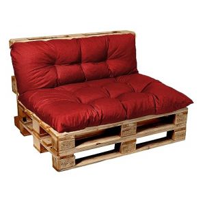 Garden Factory Coussins pour Canape Euro, Coussins Palette, Coussins pour Meubles en Palette, ext&eacute;rieur int&eacute;rieur (Dossier 120x60 Rouge) (Garden Factory, neuf)