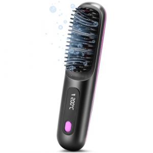 Brosse Lissante, Fer &agrave; Lisser Sans Fil, Brosse Lissante pour Cheveux, 3 R&eacute;Glages de Temp&eacute;Rature, Fer &agrave; Lisser Peigne Chauffant pour Tous les Types de Cheveu (Noir) (Tianwide, neuf)