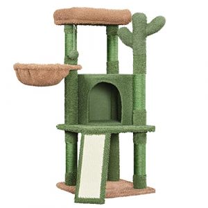 Abician Arbre &agrave; Chat 106,5 cm en Bois Petit Arbre &agrave; Chat de 42" Design Cactus avec Plateformes, Coussins Confortables, Poteaux en Sisal (Abician FR, neuf)
