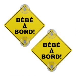 2 PCS Autocollant bébé à bord,Bébé à Bord Signe pour Voiture,12.5x12.5cm,Bébé à Bord,Autocollant Voiture,avec ventouse,Autocollants d'avertissement de Sécurité pour Voiture,pour Tous les Véhicules (UPPCY, neuf)