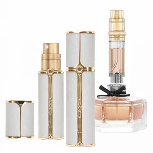 muilsae BF00WHG Vaporisateur Parfum, 5 ml Flacon rechargeable, Vaporisateur de voyage portable, adapt&eacute; au sac &agrave; main, au voyage, pour femmes et hommes (or blanc) (Aromamuse, neuf)