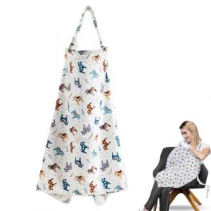 UEIOAVL Couvertures d'allaitement, 1 pi&egrave;ce de couverture d'allaitement &eacute;charpe d'allaitement tablier d'allaitement respirant et l&eacute;ger avec motif dessin anim&eacute; (blanc) (KONGLINpengde, neuf)