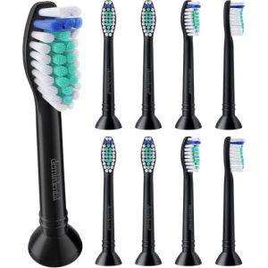 demirdental 8 Brossettes de Rechange - Dur - pour brosse &agrave; dent &eacute;lectrique Philips - tete de brosse pour Philips Sonicare - pour un nettoyage efficace - noir - remplace HX7038b (GDe Allemagne, neuf)