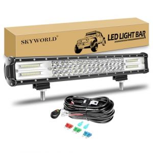 SKYWORLD Barre led 20 pouces 50 cm 288W Rampe bar 4x4 avec 12v faisceau de c&acirc;blage kit, droit barre lumineuse led pour Tracteur Voiture Camion Bateau Quad V&eacute;hicule SUV ATV, 6000K feu antibrouillard (SKYWORLD-EU, neuf)