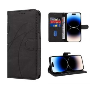 SEAHAI Cuir Coque pour Motorola Moto G15 / Moto G15 Power, Flip Étui Portefeuille avec Support/RFID Blocage/Fentes pour Cartes, Premium PU/TPU Antichoc Protection Complète Housse - Noir (Liner-EU, neuf)