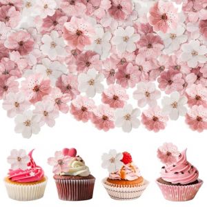 Fleurs Comestibles Cupcake,50 Pièces Fleurs Comestibles pour Gateau,Toppers Gluant Papier,Gluant Papier de Riz Décoratif Gâteau,Decoration Gateau Comestible,pour Fête Mariage (HONG-EU, neuf)