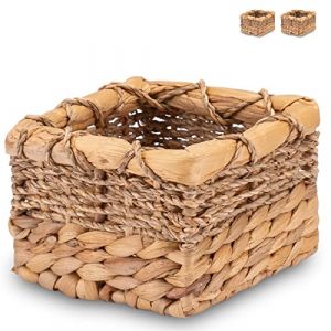 Decorasian Petit panier de rangement - Panier tress&eacute; en jacinthe d'eau et d'algues marines - Bathroom Storage - Panier de rangement pour salle de bain - Lot de 2 x XXS (Mister Merchandise France, neuf)