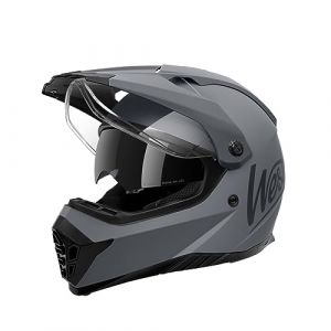 Westt Casque De Moto - Casque Moto Cross Int&eacute;gral Casque Enduro Quad avec Double Visi&egrave;re - Casque Moto Homme Femme Certifi&eacute; ECE Dot Gris XL (61cm) (Marketplace-Powerbrands, neuf)