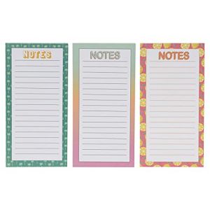 Lot de 3 blocs-notes lignés aimantés pour réfrigérateur - Pour notes, listes et notes - 50 feuilles (design estival) (MIJOMA, neuf)