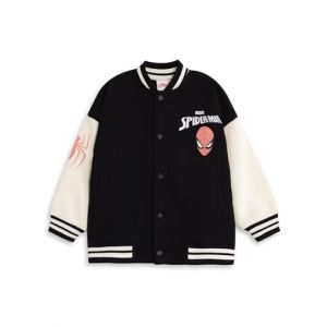 Marvel Blouson aviateur noir Spider-Man garçons | Veste universitaire graphique avec imprimés de dessins animés | Haut streetwear à manches longues avec Spidey (Vanilla Underground, neuf)