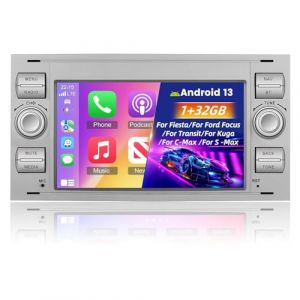 NHOPEEW Android Autoradio pour Ford Transit Fiesta Focus Galaxy Mondeo Fusion pour Kuga C-Max S-Max Connect avec Carplay&Android Auto - Radio 7 Pouces WiFi GPS SWC + Cam&eacute;ra de recul&Mic (Tianju-EU, neuf)