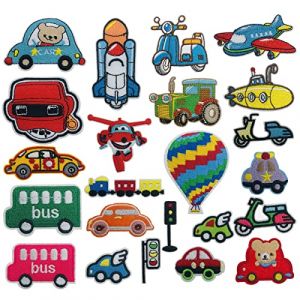 Woohome Car patch Hot air Balloon Airplane Submarine Patches, Voiture Ecussons Thermocollants, 23 PCS Voiture Patch Thermocollant Ecusson à Coudre pour Vêtement T-Shirt Jeans Veste (CXiong, neuf)