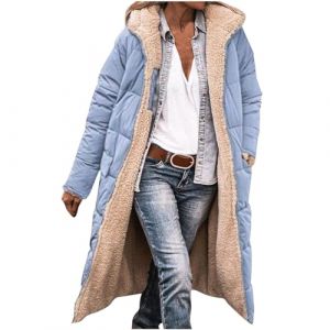 Femme Parka Hiver à Capuche Long Polaire Manches Longues Manteau de Laine Casual Parka Epaisse Chaude Slim Fit Veste en Coton Manteau Longue Militaire Couleur Unie Doudoune Chaude Matelassee (⭐⭐⭐⭐⭐KQIVAM (Arrivée dans 5-12 jours), neuf)