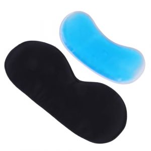 SEWACC Masque de Sommeil en Soie Double Face Noir Nuit Sachet de Gel Froid Int&eacute;gr&eacute; Cache-&OElig;il Occultant Ajustable pour Relaxation Voyage et Sommeil R&eacute;parateur (Quick Research Sha, neuf)
