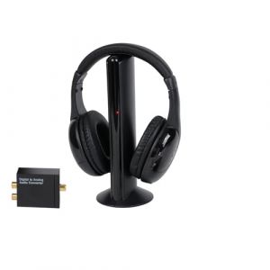 DEARBIRDER Casque TV Stéréo sans Fil - Moniteur Hi-Fi Professionnel pour Adultes Et Seniors avec Radio FM - 5 en 1 avec Décodeur Numérique pour La Télévision Numérique, Noir (DEARBIRDER, neuf)