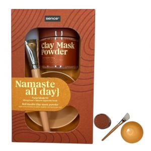 Namaste All Day - Kit de masque facial en argile rouge végétalien avec bol mélangeur et pinceau en silicone - 3 pièces pour détox et luminosité (Humanus Store, neuf)