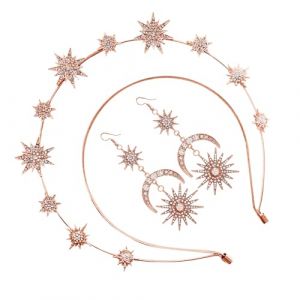 Couronne et boucles d'oreilles Ensemble | Tiara Stars Glitter pour les femmes avec des boucles d'oreilles | Accessoires de d&eacute;esse de f&ecirc;te, casque de halo de cheveux faits &agrave; la main pour les femmes et (ciawerld, neuf)