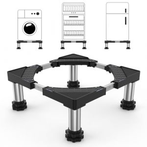 DEWEL Support Machine à Laver Socle Linge Base de Réfrigérateur pour Sèche-linge Frigo Lave-linge Largeur Réglable 45-65cm Charge 200kg avec 4 Pieds(Blanc) (xinshengeu, neuf)