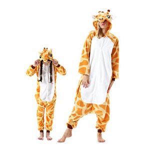 DarkCom Girafe Onesie pour Enfants et Adultes,V&ecirc;tements de Nuit Combinaison Parent-Enfant Cosplay Animal Halloween Kigurumi Costume Pyjama de No&euml;l X-L (DarkCom-fr, neuf)