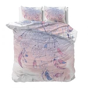 Linfye Housse de Couette 200x220 Adulte Attrape de rêve Rose Parure de Lit 2 Personnes Microfibre Housse de Couette avec Fermeture éclair + 2 Taie d'oreiller 65x65cm (Linfye Maison Confortable, neuf)