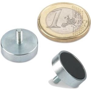 10 x Aimant en pot en ferrite &Oslash; 16,0 x 4,5 mm filetage M4 x 6 - tient 1,8 kg - 10 pi&egrave;ces - Aimants avec base en m&eacute;tal avec tige filet&eacute;e (Aimants Magnosphere, neuf)