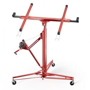 Wiltec Lève-panneaux, lève-plaques de plâtre XXL rouge – capacité de charge max. 68 kg – Hauteur 140-350 cm – Largeur max. 290 cm – 3 Roues - Aide au montage Construction (Wiltec Wildanger Technik GmbH, neuf)