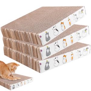 Lot de 3 griffoirs pour chats - En carton ondul&eacute; - 21 x 21 cm - Carr&eacute; - Tapis griffoir de 3,3 cm d'&eacute;paisseur - Disponible des deux c&ocirc;t&eacute;s - Tapis &agrave; gratter (marron) (zhouxutao, neuf)