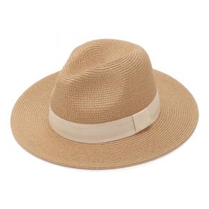 DRESHOW Femme Homme Chapeau de Paille Panama Chapeau &Eacute;t&eacute; Large Bord Chapeau de Soleil Anti-UV pour Plage Voyage Chapeau de Soleil (Dreshow, neuf)
