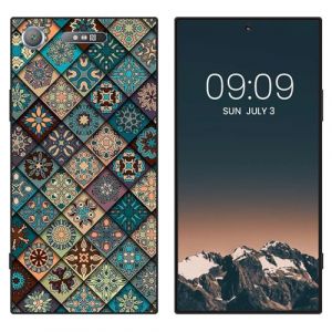 WUACYEAMING Noir Coque pour Sony Xperia XZ1, Haute Qualit&eacute; TPU Silicone Mince Souple Antichoc Bumper avec Cadre en Bois &agrave; Carreaux Motif Dessin Mat Case (WUACYEAMING, neuf)