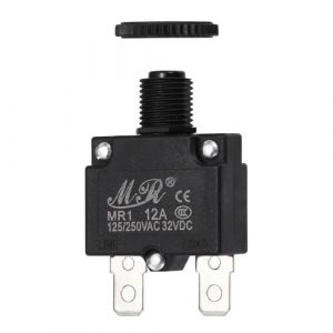 QUARKZMAN Disjoncteur Thermique 12Amp, 125/250V AC 32V DC Interrupteur De Protection Contre Les Surcharges De Circuit À Réinitialisation Manuelle Par Bouton-Poussoir, Noir (QUARKZMAN, neuf)