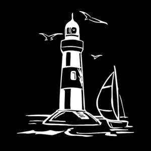 Phare Oc&eacute;an Mer Paysage Marin Stickers muraux 54x57.9cm Modification et ajout d'informations possibles Blanc (ERGOU STICKERS, neuf)