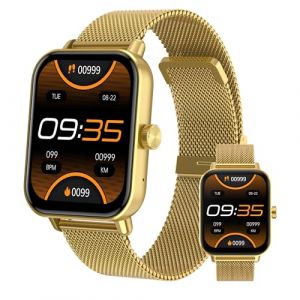 Digitec Montre connect&eacute;e Square dor&eacute;e avec Bracelet en Maille milanaise dor&eacute;e, Homme Femme, Suivi activit&eacute; et Sommeil (SMB Horlogerie, neuf)