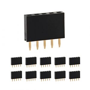 CHANZON en-tête de Broche 5 pin x 10 pièces pin d'en-têtes Femelles Droit Une Seule rangée épingles carrées Plaqué Or Pas de 2,54 mm pour PCB, Arduino Gpio, connecteur, Machine, Planche à Pain (Chanzon FR, neuf)