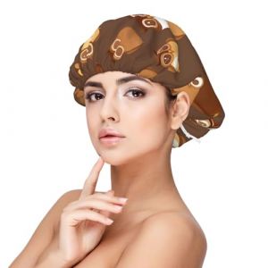 Joli bonnet de nuit marron avec imprim&eacute; hibou pour femme pour prot&eacute;ger les cheveux, bonnet de nuit confortable pour cheveux boucl&eacute;s et longs, noir, taille unique (guopei826, neuf)